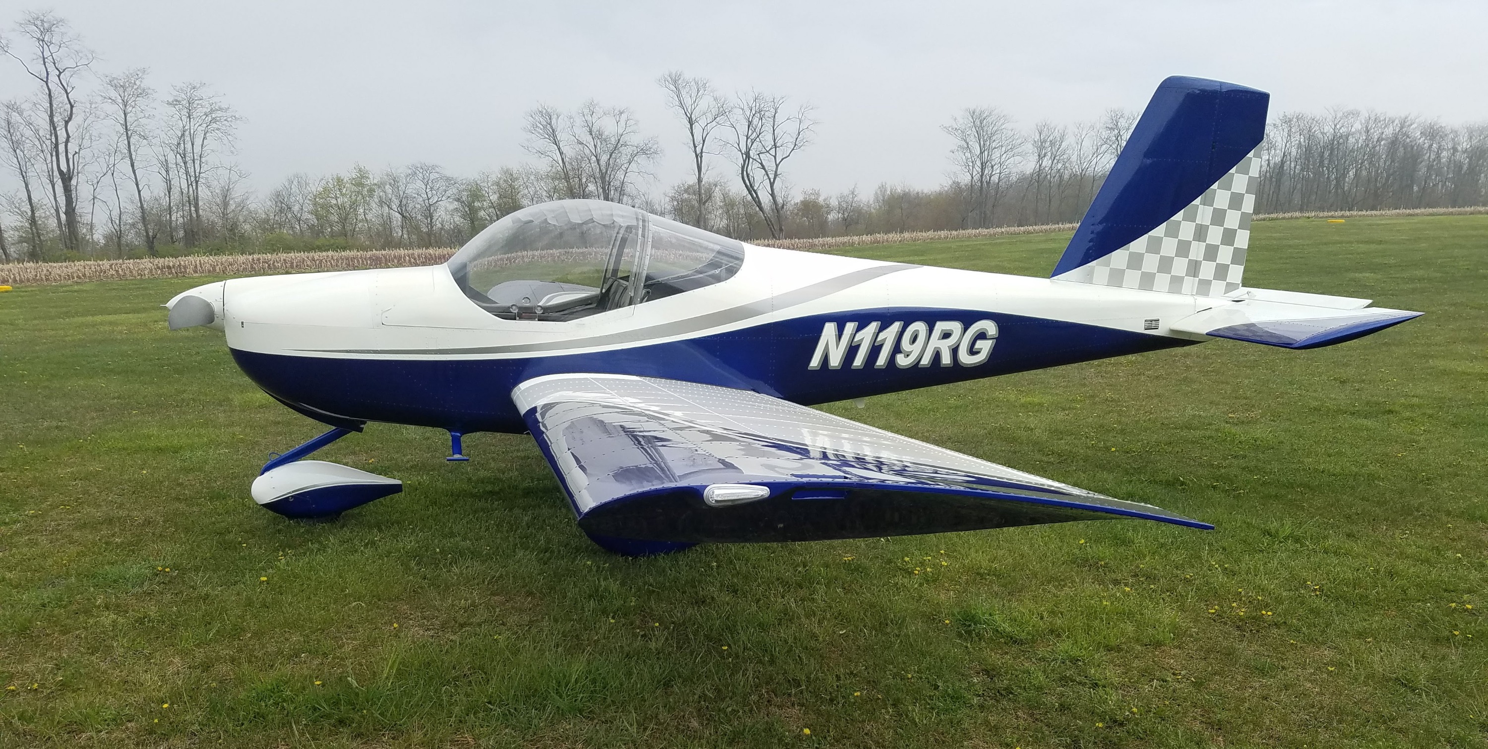 Blue and white experimental aircraft project