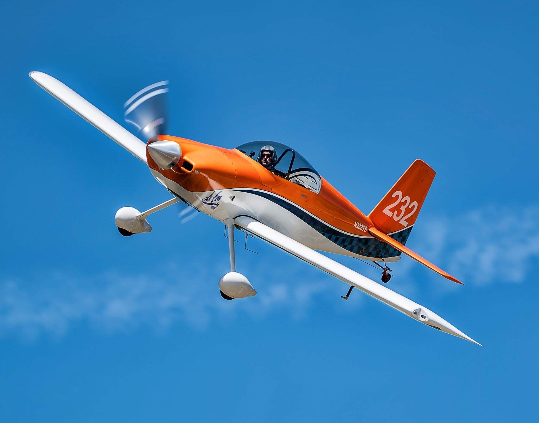 Modified RV-8 race aircraft N232TB in flight